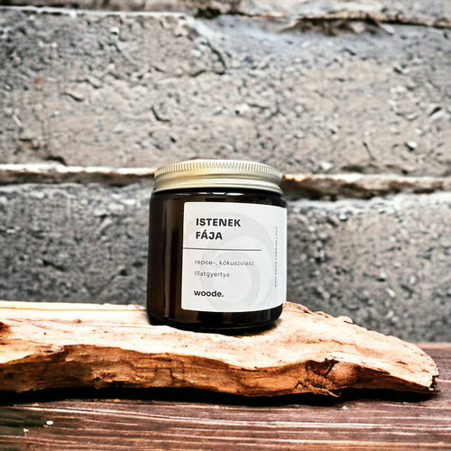 woode. istenek fája repce-, kókuszviasz fa kanócos illatgyertya